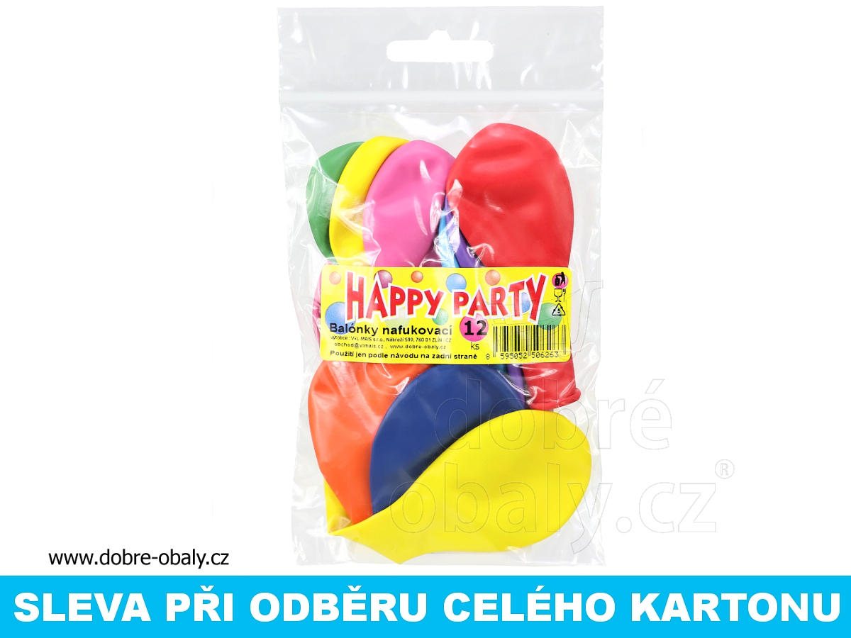 Nafukovací balónky mix barev, 12ks Happy-Party, výhodné balení