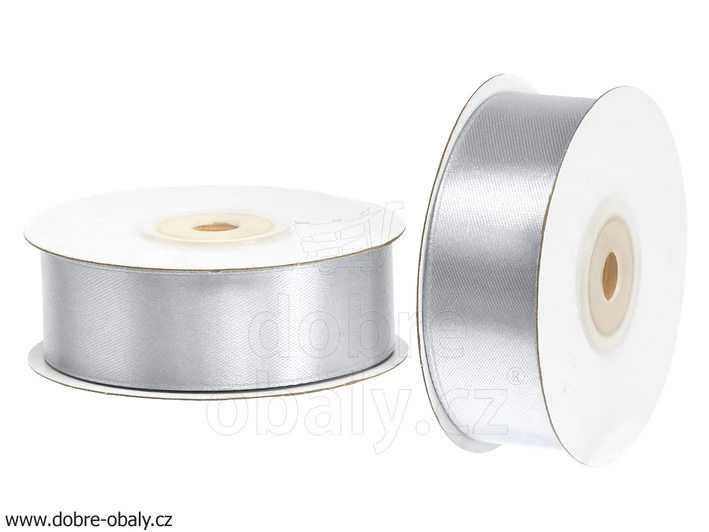 Atlasová stuha 2,5 cm x 25 m STŘÍBRNÁ