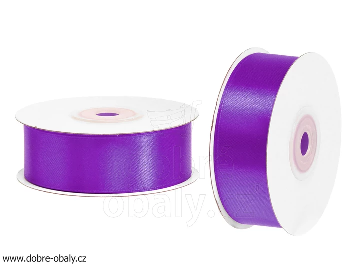 Atlasová stuha 2,5 cm x 25 m TMAVĚ FIALOVÁ