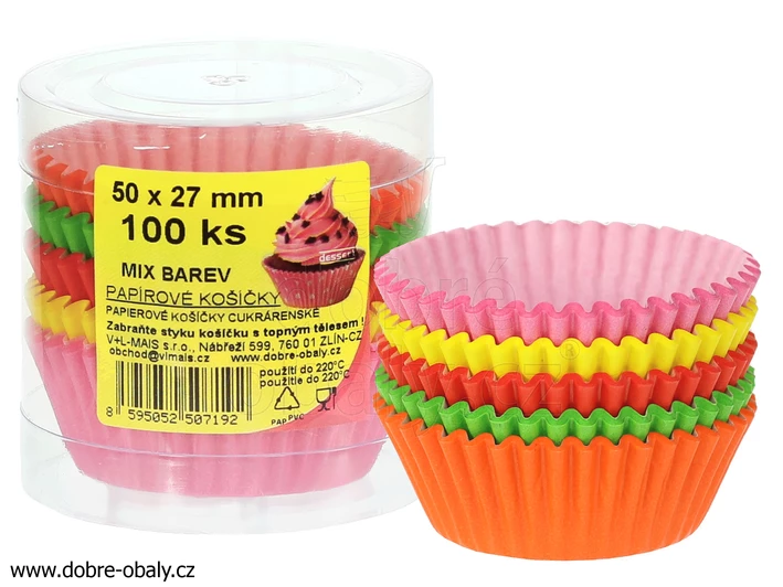 Barevné košíčky na muffiny 50x27mm, 100 ks