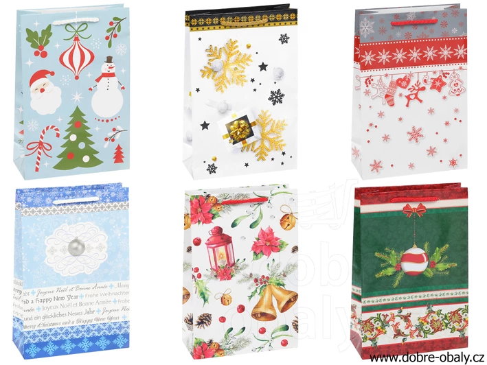 Dárková taška s vánočním potiskem M - GW12, výhodné balení