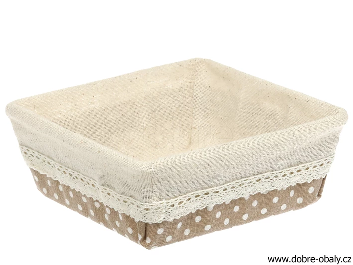 Dekorační látkový košík s krajkou