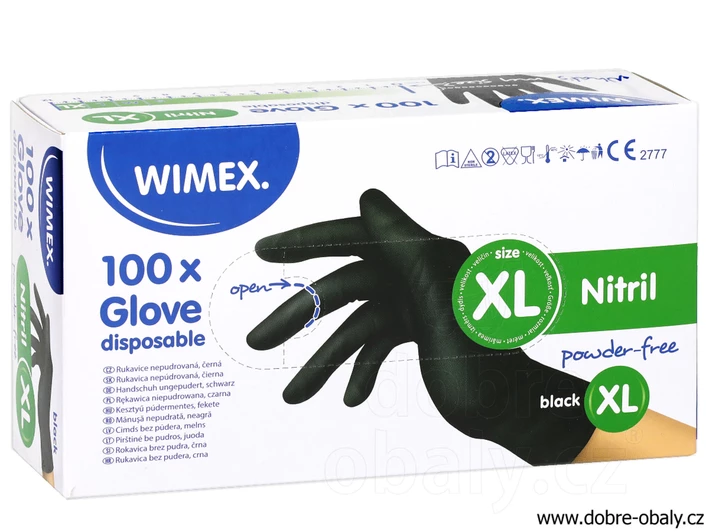 Jednorázové rukavice Nitrilové ČERNÉ XL, 100 ks 