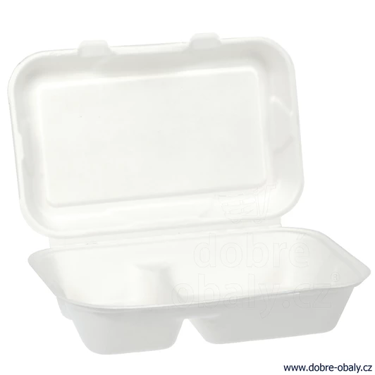 Kompostovatelný lunchbox dvoudílný 250x160x64 mm 