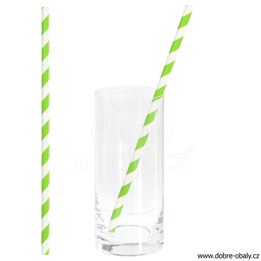 Papírová brčka 8 x 250 mm JUMBO zelená, 100 ks