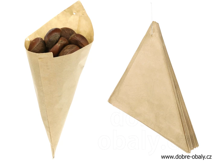 Papírové kornouty 190 x 190 mm HNĚDÉ 125 g 