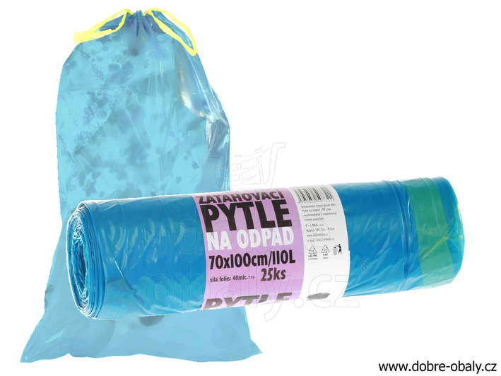 Pytle na odpad 70x100cm, zatahovací 40y modré, 25ks/role