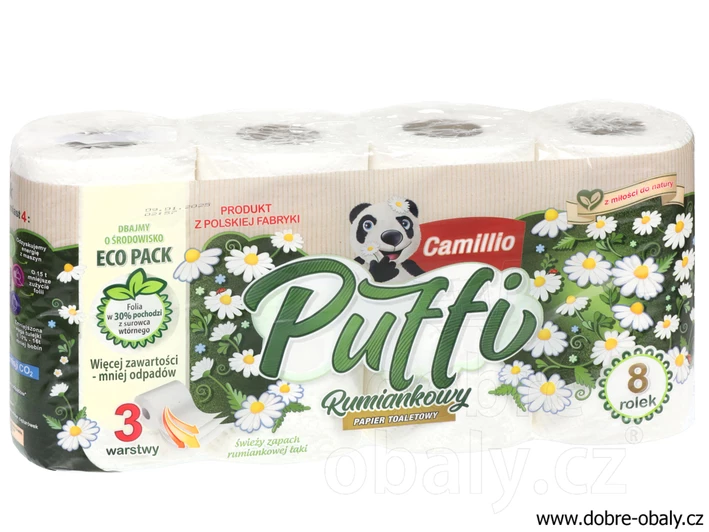 Toaletní papír PUFFI HEŘMÁNKOVÝ 3 vrstvý, 8 ks 