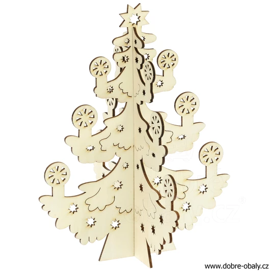 Vánoční dřevěný skládací stromek 21 cm - A