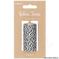 Bavlněná ozdobná šňůrka 50 m ČERNÁ