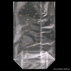 Celofánové sáčky s potiskem HVĚZDY 11,5x19 cm křížové dno PP 