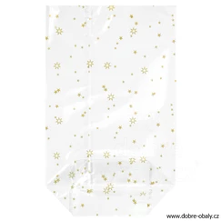 Celofánové sáčky s potiskem HVĚZDY 14,5x23,5 cm křížové dno PP