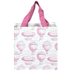 Ekologická taška na opakované použití MINI bílá s růžovými balóny