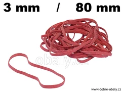 Gumičky červené ŠIROKÉ 3 mm, průměr 80 mm