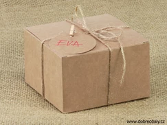 Krabička s kolíčkem a visačkou PŘÍRODNÍ, 5 ks, čtvercová