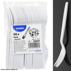 Opakovaně použitelná vidlička 185 mm PP bílá, 50 ks