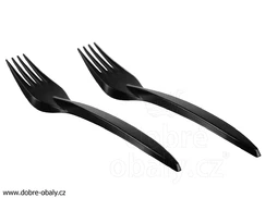 Opakovaně použitelná vidlička 185 mm PS černá, 50 ks