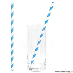 Papírová brčka 8 x 250 mm JUMBO modrá, 100 ks