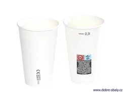 Papírový kelímek 330 ml s cejchem (0,3 l) bílý  
