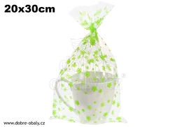Sáček celofánový s potiskem 20 x 30 cm - ZELENÉ KVĚTY