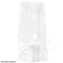 Sáček celofánový s potiskem 30 x 50 cm bílé VLOČKY