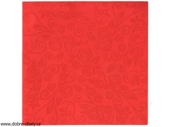 Ubrousky barevné PREMIUM dekor růže 40x40cm ČERVENÉ, 50ks