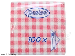 Ubrousky káro červené 33 x 33 cm 1-vrstvé, 100 ks