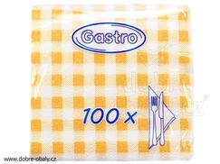 Ubrousky káro žluté 33 x 33 cm 1-vrstvé, 100 ks