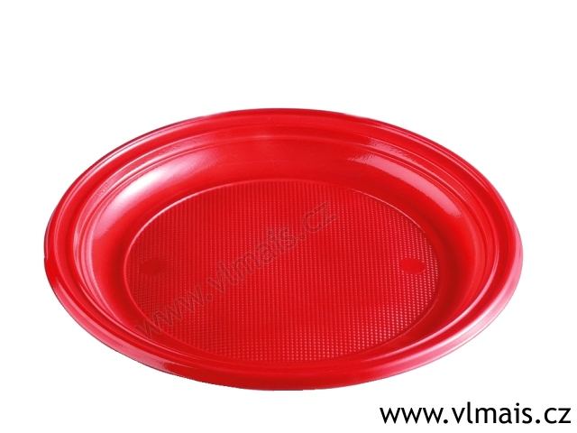 Barevné talíře plastové červené mělké 205 mm PS