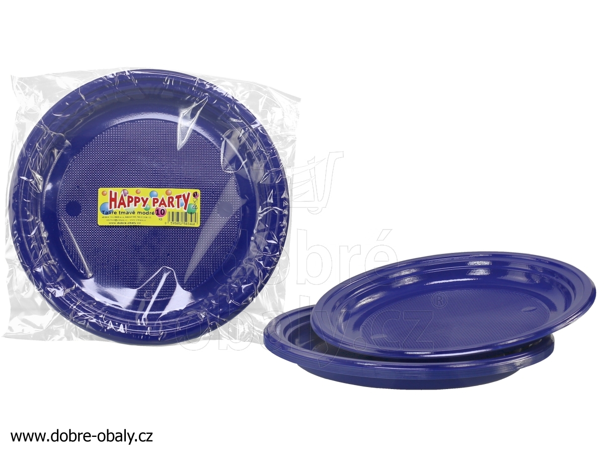 Barevné talíře plastové mělké PS 220 mm TMAVĚ MODRÉ, 10ks