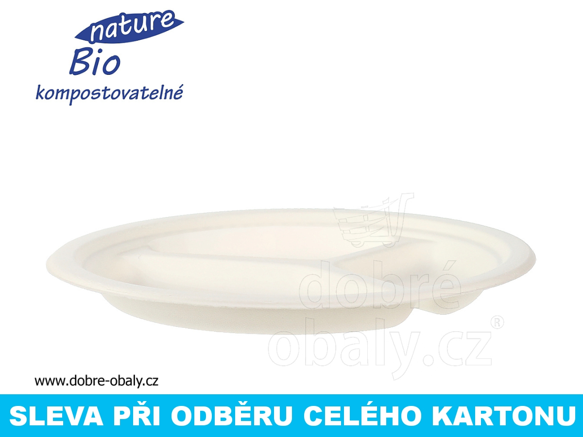 BIO Kompostovatelný kulatý talíř 26 cm 3 - dílný, karton