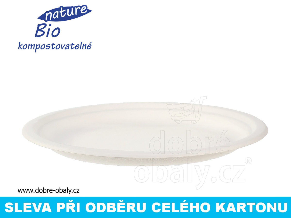 BIO Kompostovatelný kulatý talíř 26 cm, karton