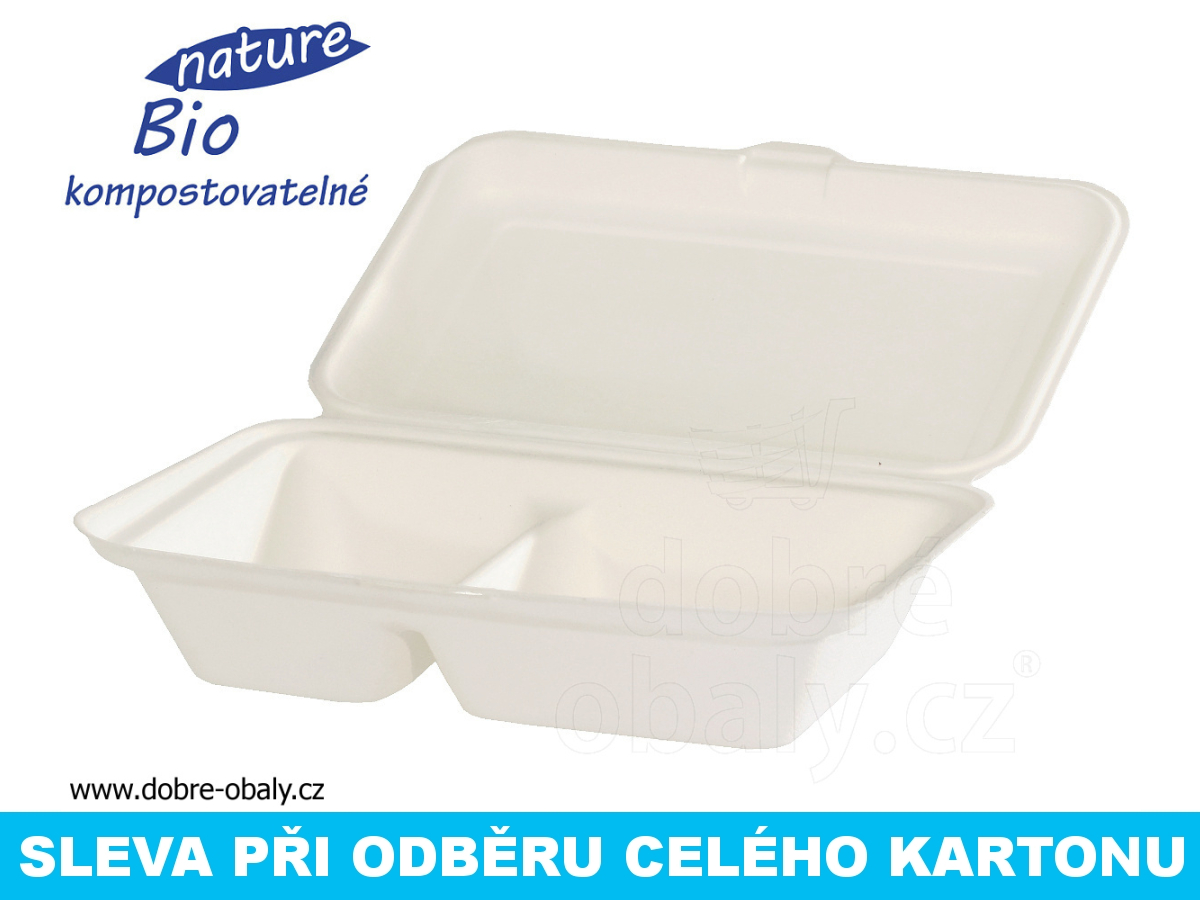 BIO Kompostovatelný menu box dvoudílný 250x162x63 mm, karton