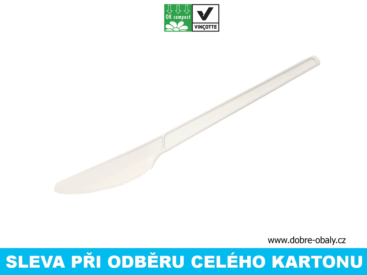 Bio kompostovatelný nůž PLA 165 mm 50 ks, karton