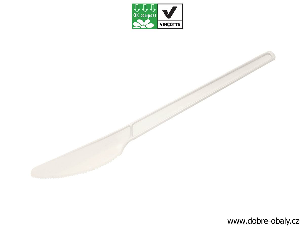 Bio kompostovatelný nůž PLA 165 mm, 50 ks