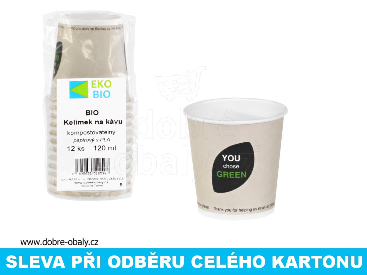 Bio papírový kelímek na espresso 120 ml (0,1 l) 12 ks EKO-BIO, karton