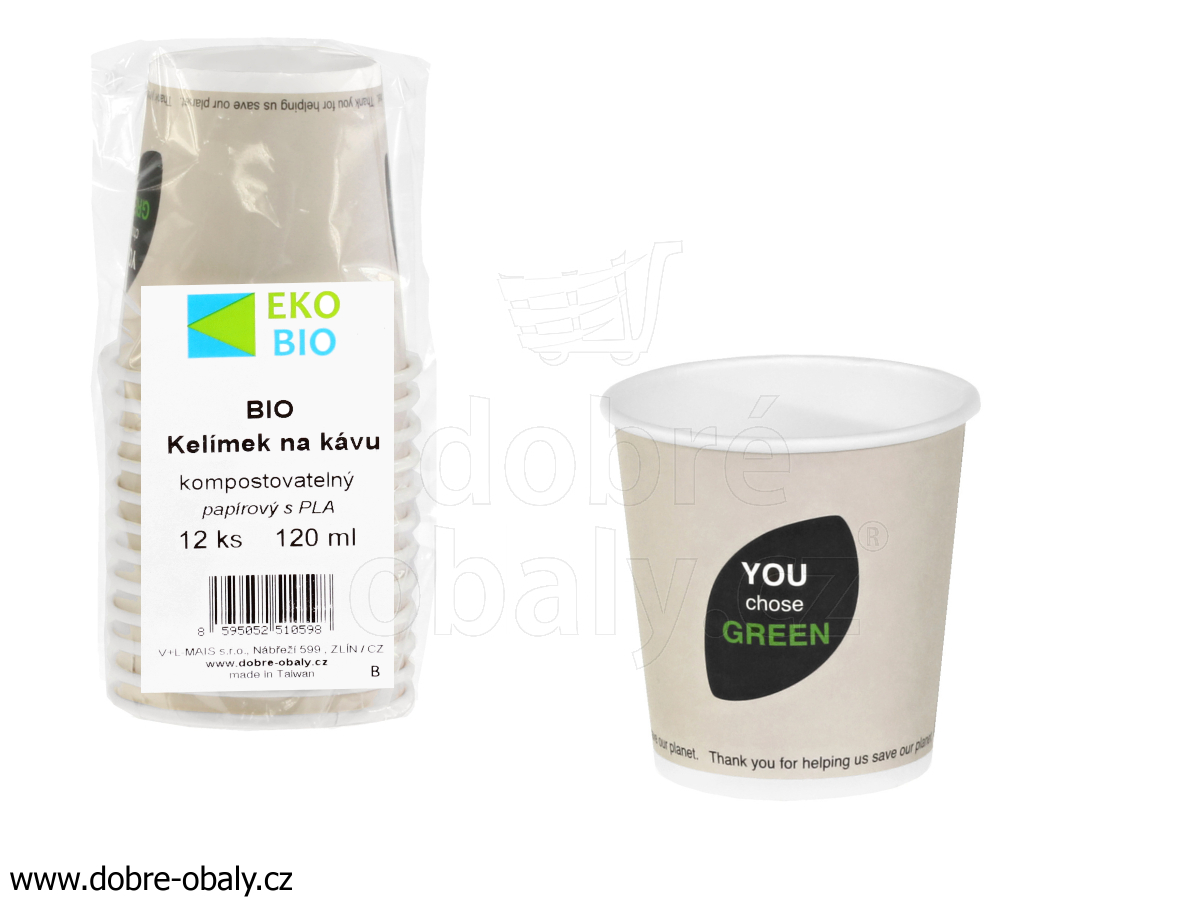 Bio papírový kelímek na espresso 120 ml (0,1 l) 12 ks EKO-BIO