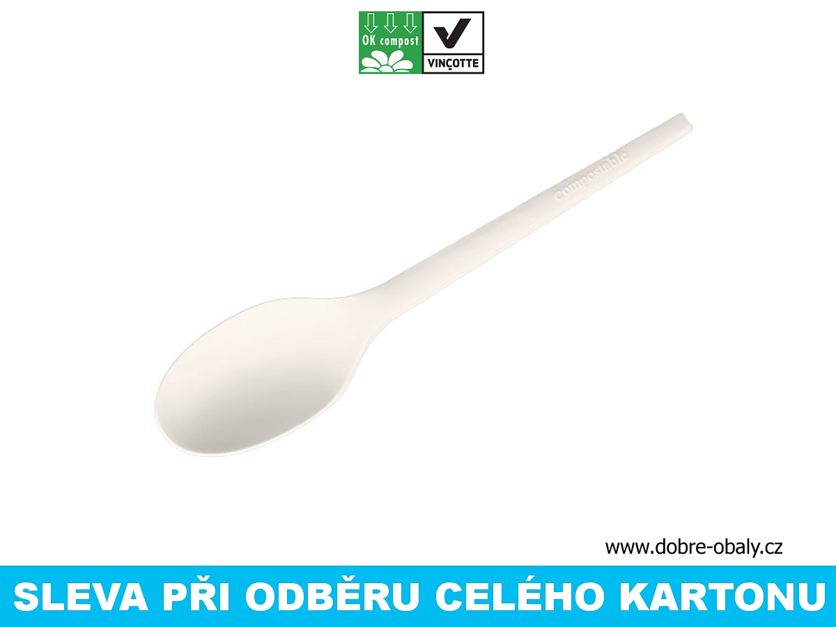 Biologicky rozložitelná polévková lžíce PLA 165 mm 50 ks, karton