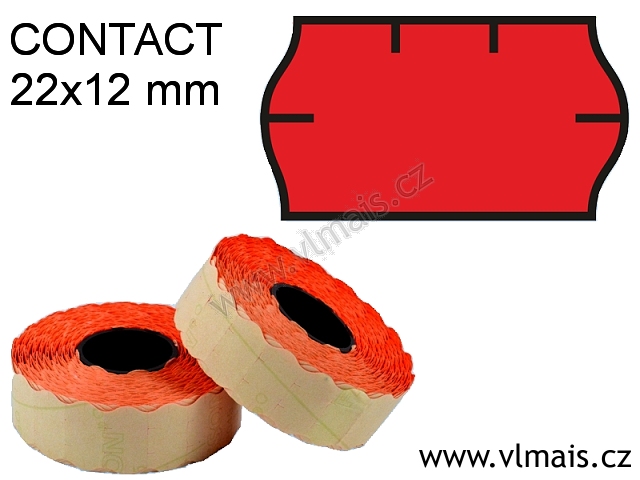 Cenové etikety 22x12mm, červené CONTACT