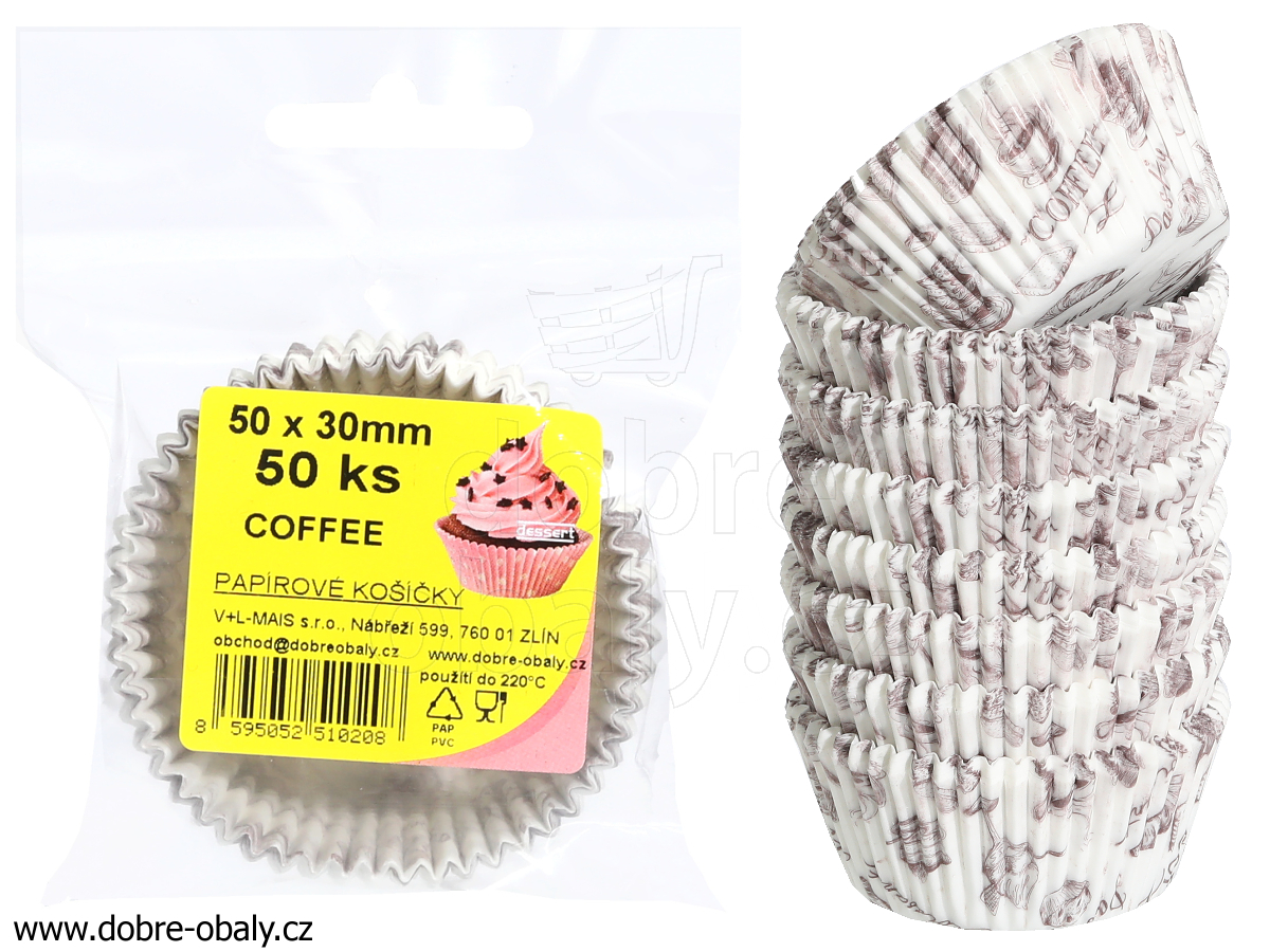 Cukrářské košíčky na muffiny COFFEE 50x30 mm, 50 ks