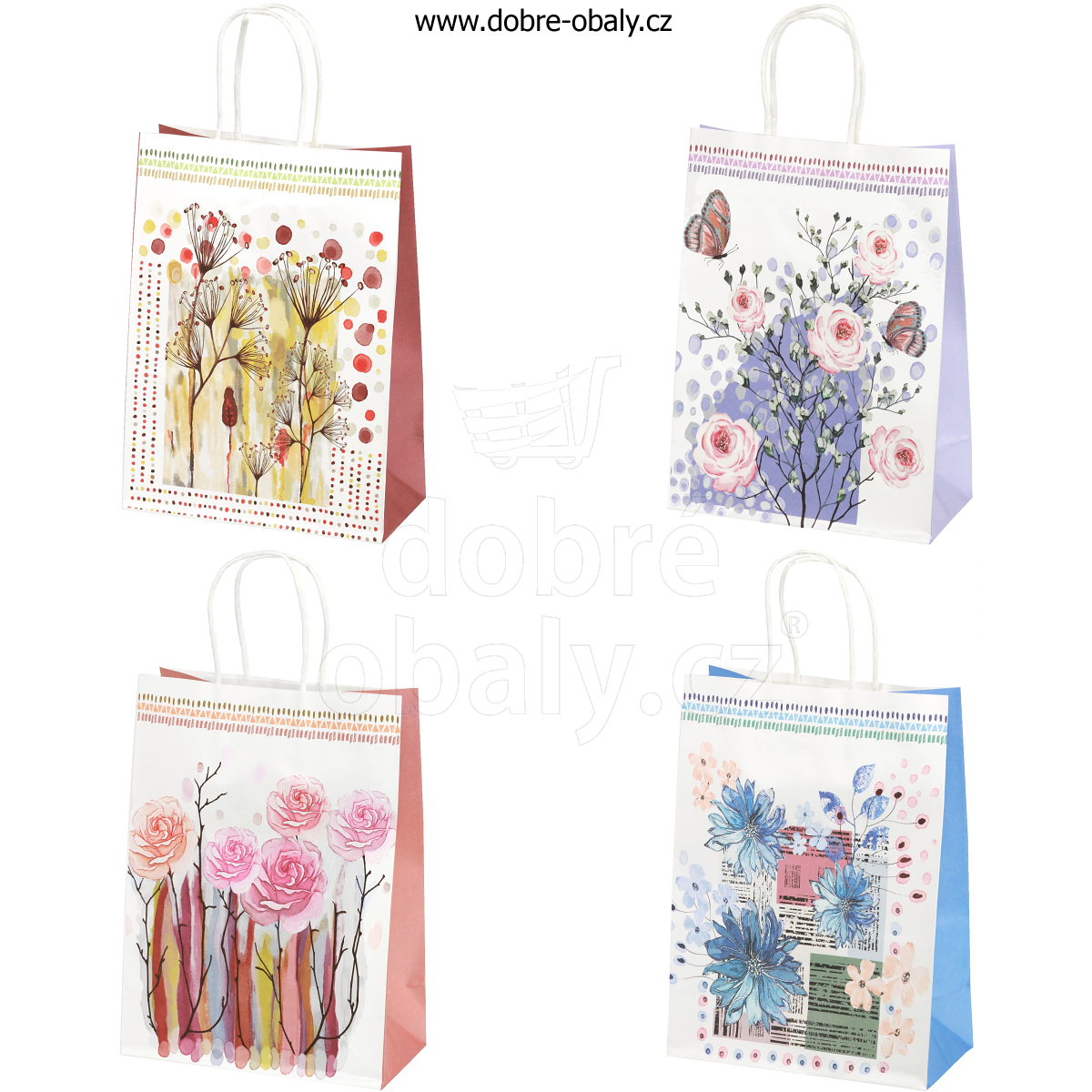 Dárková papírová taška M - Květy