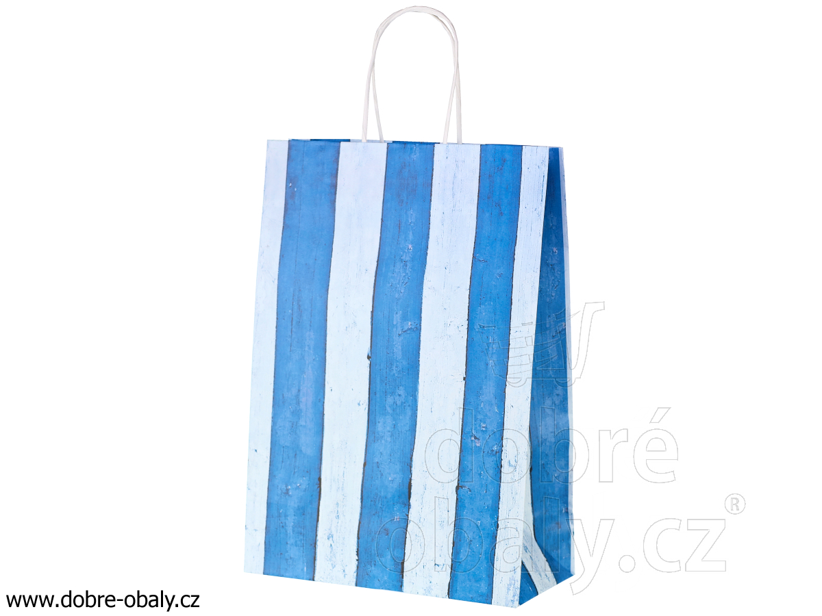 Dárková taška papírová LUX L - modré proužky