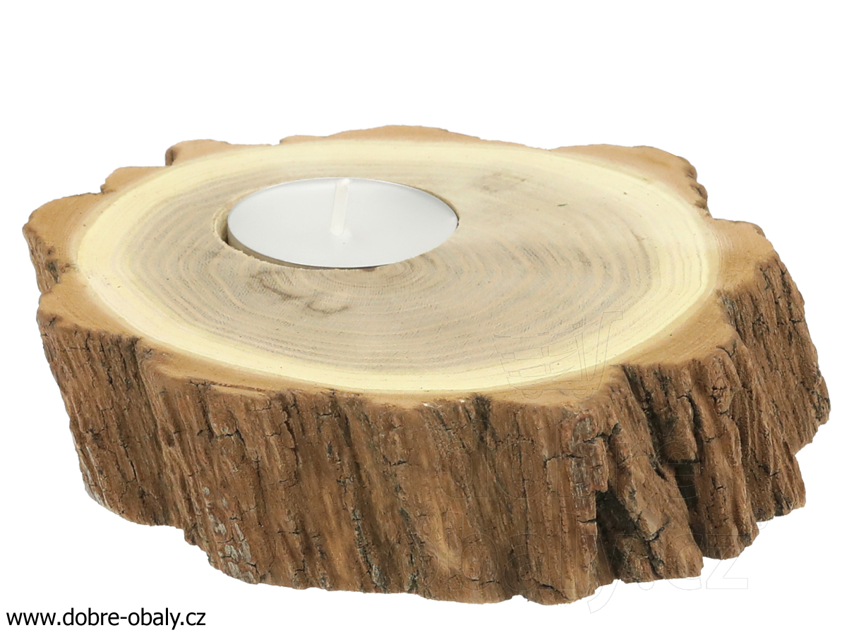 Dekorační dřevěný svícen na čajovou svíčku 50206