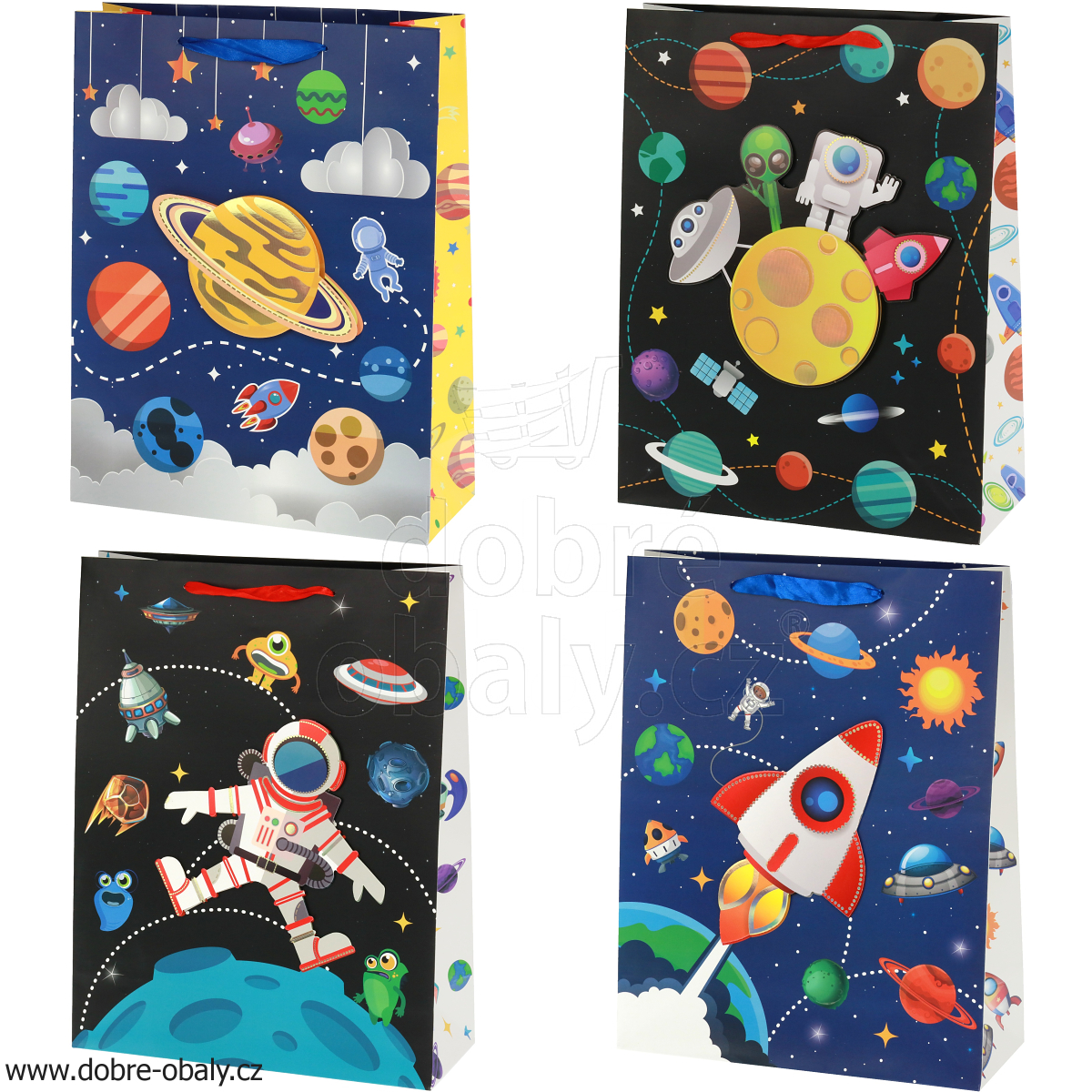 Dětská dárková papírová taška 3D 30x39x12 cm 010982 kosmos