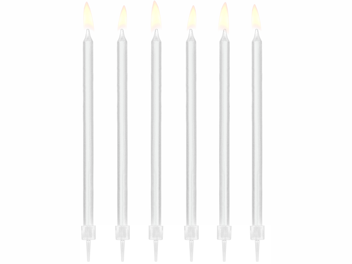 Dortové svíčky se stojánkem 140 mm BÍLÉ, 12 ks
