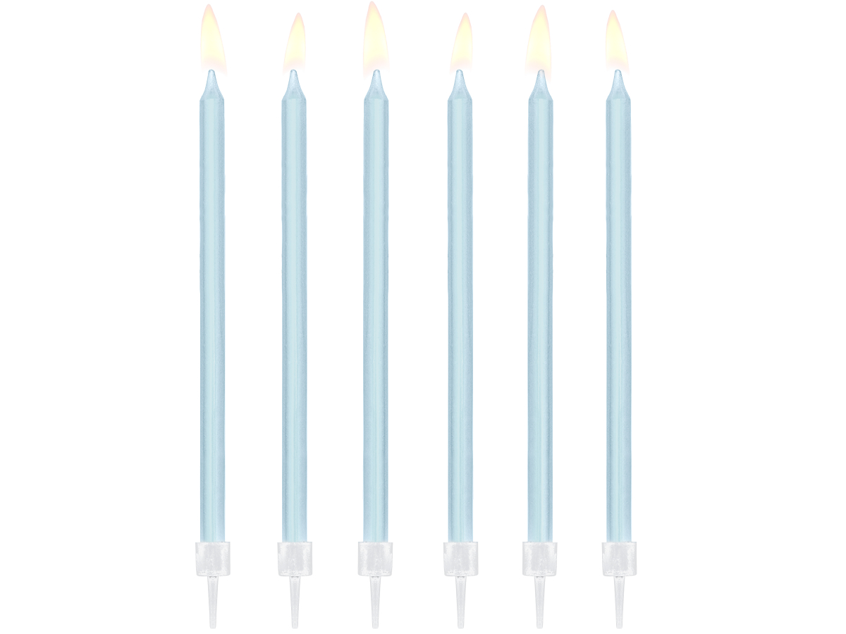 Dortové svíčky se stojánkem 140 mm MODRÉ, 12 ks 