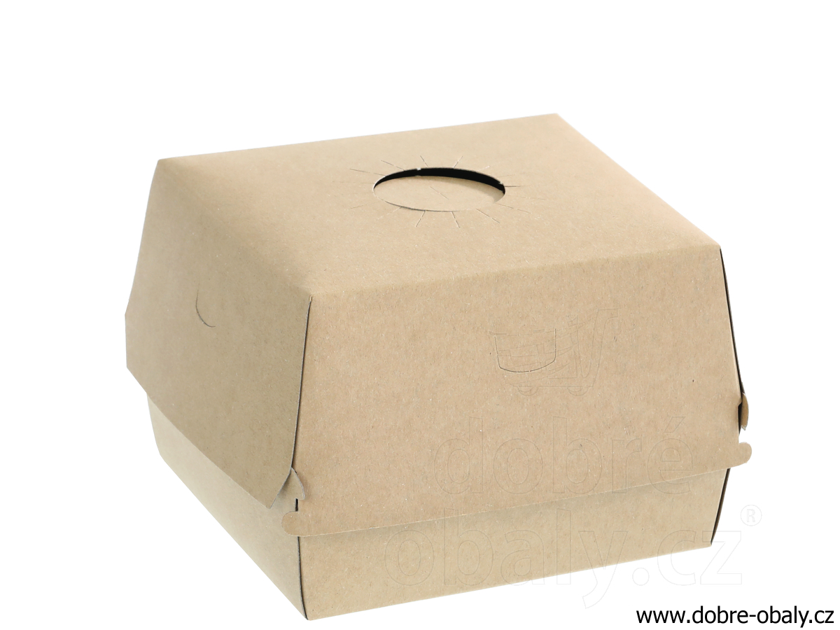 Eco papírový box na double hamburger 135 x 135 x 118 mm PŘÍRODNÍ