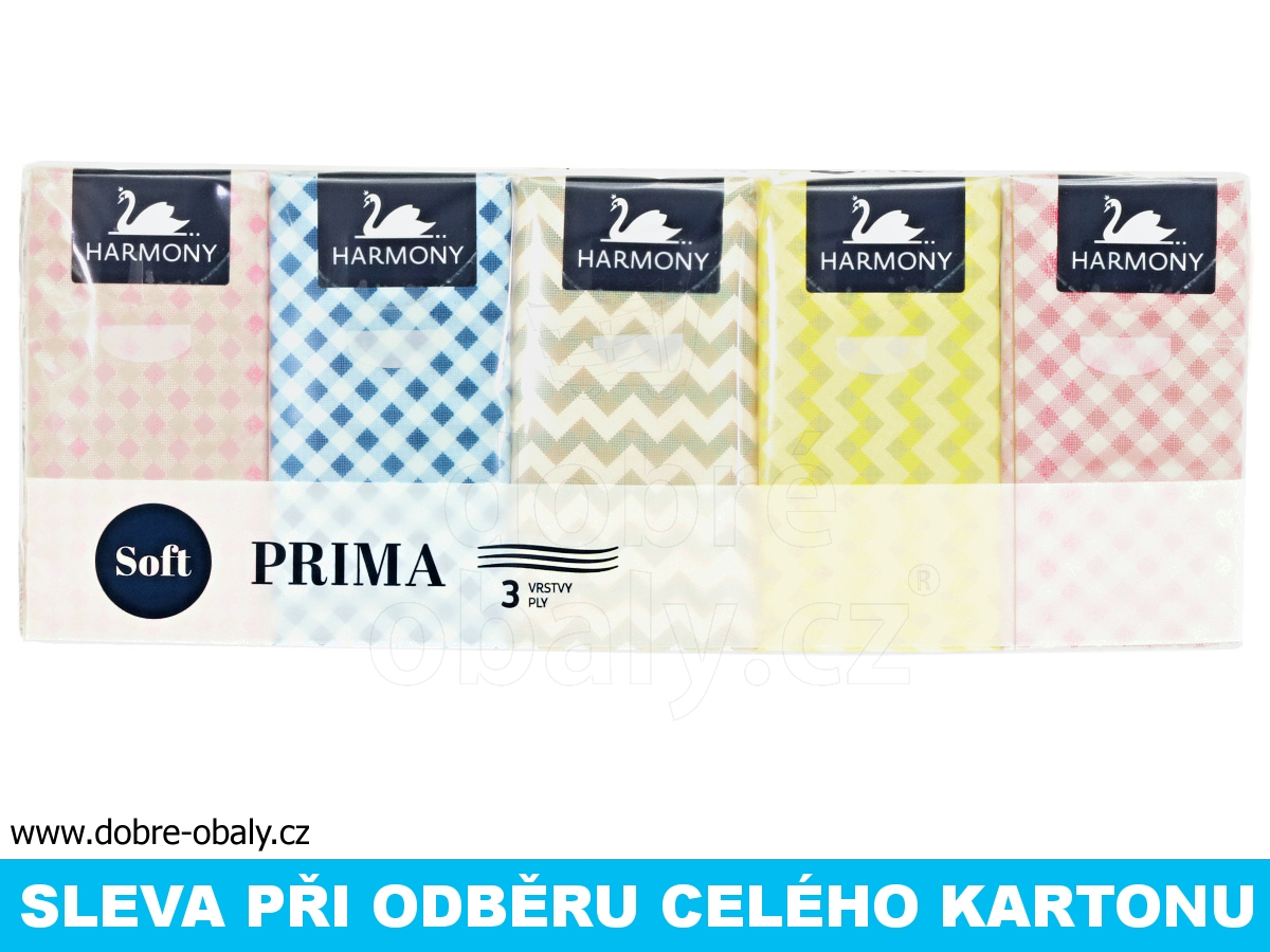 Kapesníčky Harmony PRIMA soft 3-vrstvé 10x10ks, karton