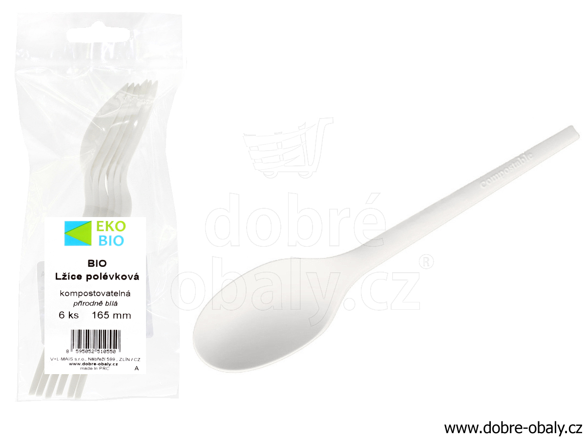 Kompostovatelná polévková lžíce PLA 165 mm 6 ks EKO-BIO