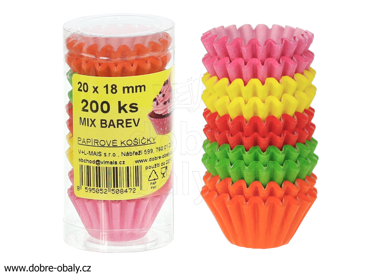 Košíčky papírové barevné cukrářské  20x18mm, 200ks